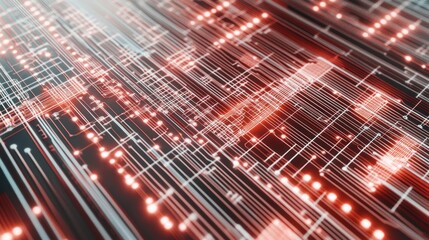 Wall Mural - illuminated electronic circuit board with pathways for data transfer shown