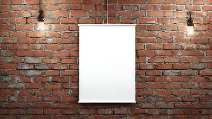 Poster - White blank poster against brick wall for urban ad space