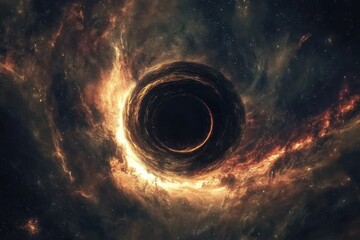 Wall Mural - stunning black hole in a distant galaxy surrounded by cosmic colors and swirling gases, black hole i