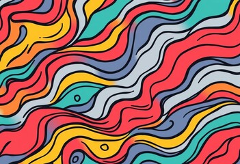 Wall Mural - abstract wavy seamless pattern, perfect for gift wrap or wallpaper a hand-drawn doodle tile design, 
