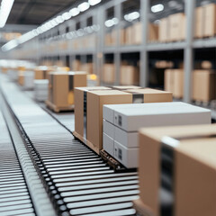 Aufkleber - Cardboard box package warehouse conveyor shipping storage logistics delivery
