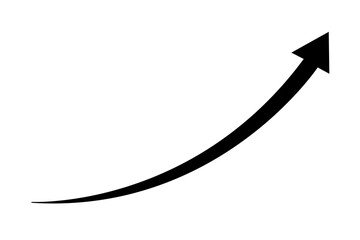 Wall Mural - black long curved arrow graph icon arrow pointing up side png file type