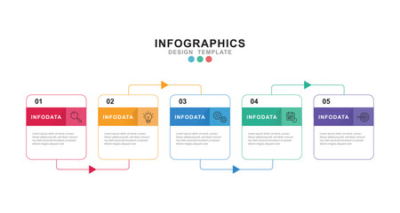Fototapete - Vector Infographic label design template with icons and 5 options or steps. for your business data. Vector Illustration.