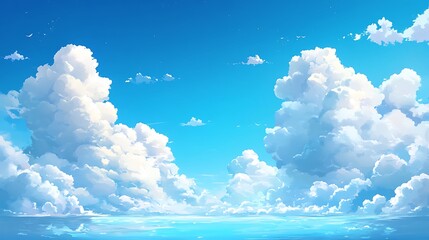 Wall Mural - Sunny Sky with Ocean View, and Cloudscape.