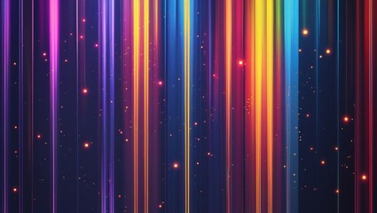 Wall Mural - vertical neon stripes on a dark background. the stripes come in a variety of colors, including brigh