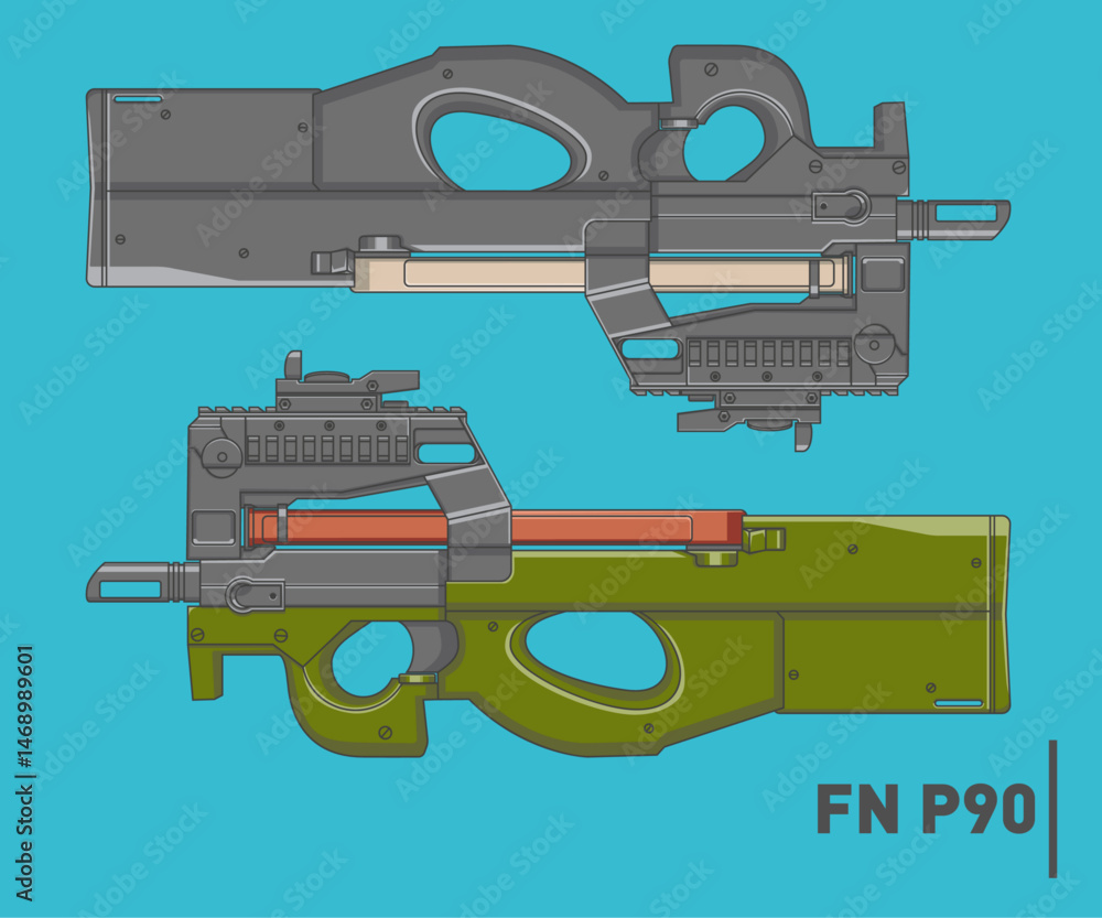 Design two versions of the fn p90 design. Belgian Modern Futuristic ...