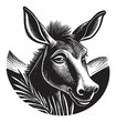 © Gasspoll - Black and White Vector Illustration of a Mule with Stylish Features