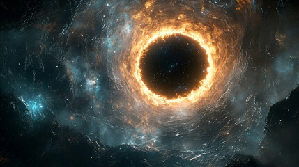 Wall Mural - Fiery cosmic ring within a vast nebulae.