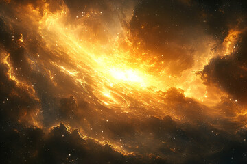 Wall Mural - Fiery cosmic nebulae in a vast space expanse.