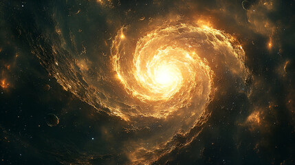 Wall Mural - A swirling galaxy of fiery cosmic energy.