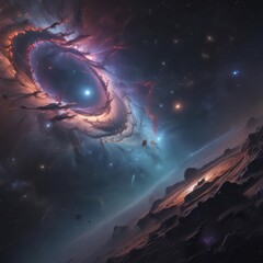 Wall Mural - vast cosmic expanse, swirling nebulae and distant galaxies , sky, photography, nature