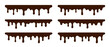 © Iulia - Set of hand drawn long drip of dark chocolate, glaze, milk, ice cream, gelato, syrup. Outline, silhouette of dripping drop from cake, dessert, isolated on white background in flat style. Vector EPS10