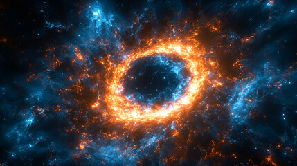 Wall Mural - Fiery ring nebula in a cosmic expanse.
