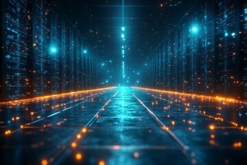futuristic data center tunnel