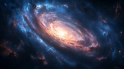 Wall Mural - A vibrant spiral galaxy in deep space.