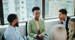 © peopleimages.com - Business people, meeting and therapy session at workplace for support group or rehabilitation. Team, employees or listening with colleagues for counseling, recovery or work intervention at office
