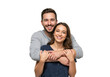© succsifystd - Cheerful couple standing closely embraced, expressing happiness and affection.  isolated on transparent png