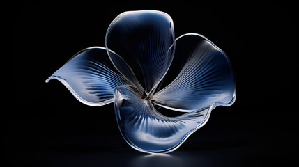 Poster - Abstract close-up of a glass petal with silver highlights against a dark background. Ideal for modern wallpapers, decorative banners, and stylish digital presentations.

