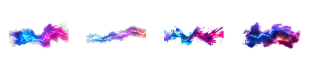 Wall Mural - cosmic energy streams, galaxy color smoke set, isolated, cut out transparent