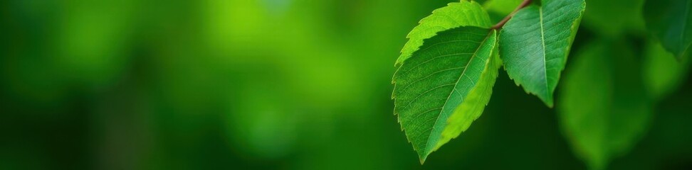 Single cherry tree leaf, serrated edges, deep green hue, crisp detail , botany, texture