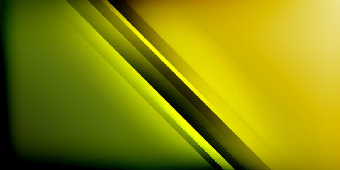 Poster - Abstract background features diagonal stripes. Yellow, green hues blend into black space. Modern design, simple composition.