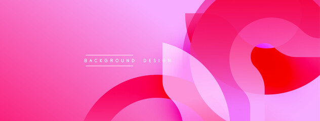 Poster - Abstract pink background. Overlapping shapes create dynamic visual effect. Gradient colors add depth, modern aesthetic.