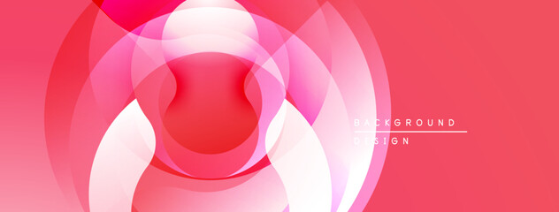 Poster - Abstract pink design. Overlapping circles create dynamic visual effect. Modern, smooth gradients, vibrant hues.
