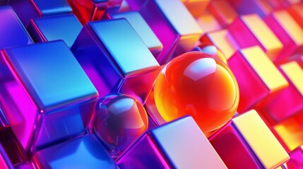 Wall Mural - captivating 3d render of geometric composition