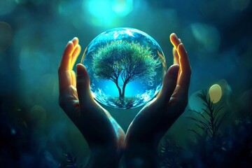 Hands symbolize protection for the environment.