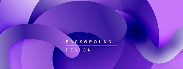 Fototapete - Abstract purple background. Fluid shapes overlap, creating dynamic visual effect. Modern design elements present.