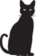 © UMMI - Silhouette of a Sitting Black Cat with Upright Tail on White Background
