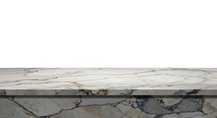 A polished slab of luxurious marble granite displayed flat in the center, isolated on a white background, high texture detail, ready to use 
