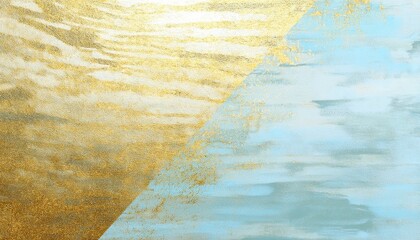 Aufkleber - textured gold foil and soft blue abstract background for elegant branding, luxury print, web design, packaging, and modern digital canvas

