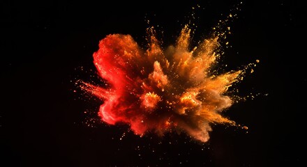 Wall Mural - Orange Red Powder Explosion on Black Background