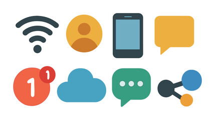 Communication and tech outline icons set – flat, linear, digital and web symbols