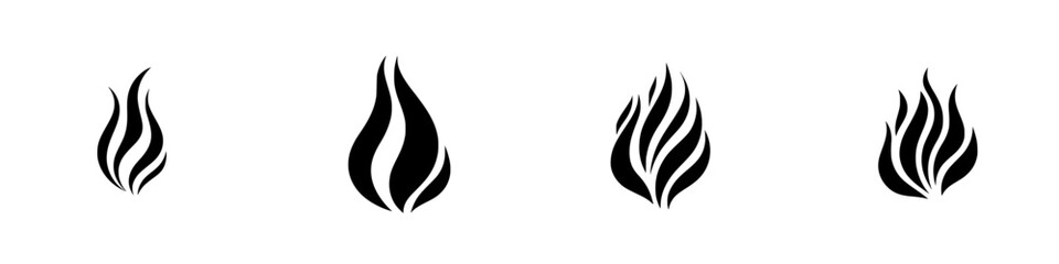 Wall Mural - Unique vector illustration of fire icons displaying different flame shapes and styles suitable for various design projects
