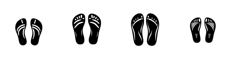 Wall Mural - Vector illustration of diverse foot silhouettes showcasing various foot positions and styles for health and design purposes