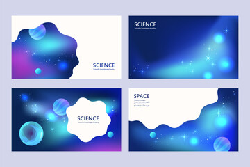 Wall Mural - set of cards with abstract gradient. space explore. cartoon vector illustration