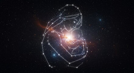 Wall Mural - A celestial illustration of a mother and child.