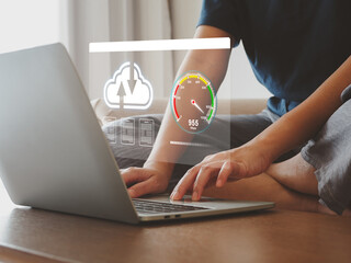 high speed internet connection with internet speed test, to send data on cloud or online server data
