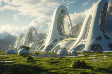 Wall Mural - a futuristic society where nanobots are used to build entire cities, but they begin to create someth