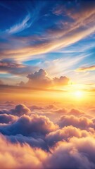 Wall Mural - Softly glowing clouds in a misty morning sky
