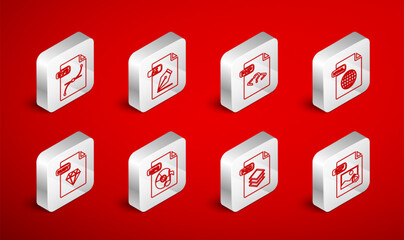 Wall Mural - set line gif file document, ai, php, html, psd, svg, mp3 and ruby icon. vector