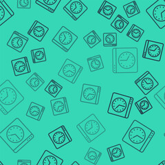 Wall Mural - black line browser window icon isolated seamless pattern on green background. vector