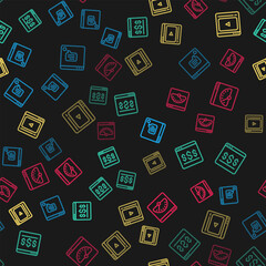 Wall Mural - set line new chat messages notification, online shopping screen, play video and digital speed meter 