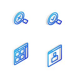 Wall Mural - set isometric line magnifying glass with check mark, and delete, browser files and create account sc