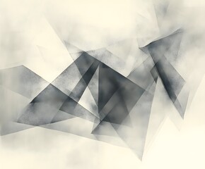 Wall Mural - an abstract composition featuring overlapping triangular shapes. the monochrome artwork showcases a 