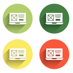 Wall Mural - Set UI or UX design icon isolated with long shadow background. Color circle button. Vector