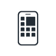 Wall Mural - Black Mobile Apps icon isolated on white background. Smartphone with screen icons, applications. mobile phone showing screen. Vector