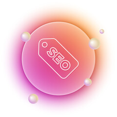 Wall Mural - White SEO optimization icon isolated on white background. Orange and pink gradient circle background. Vector